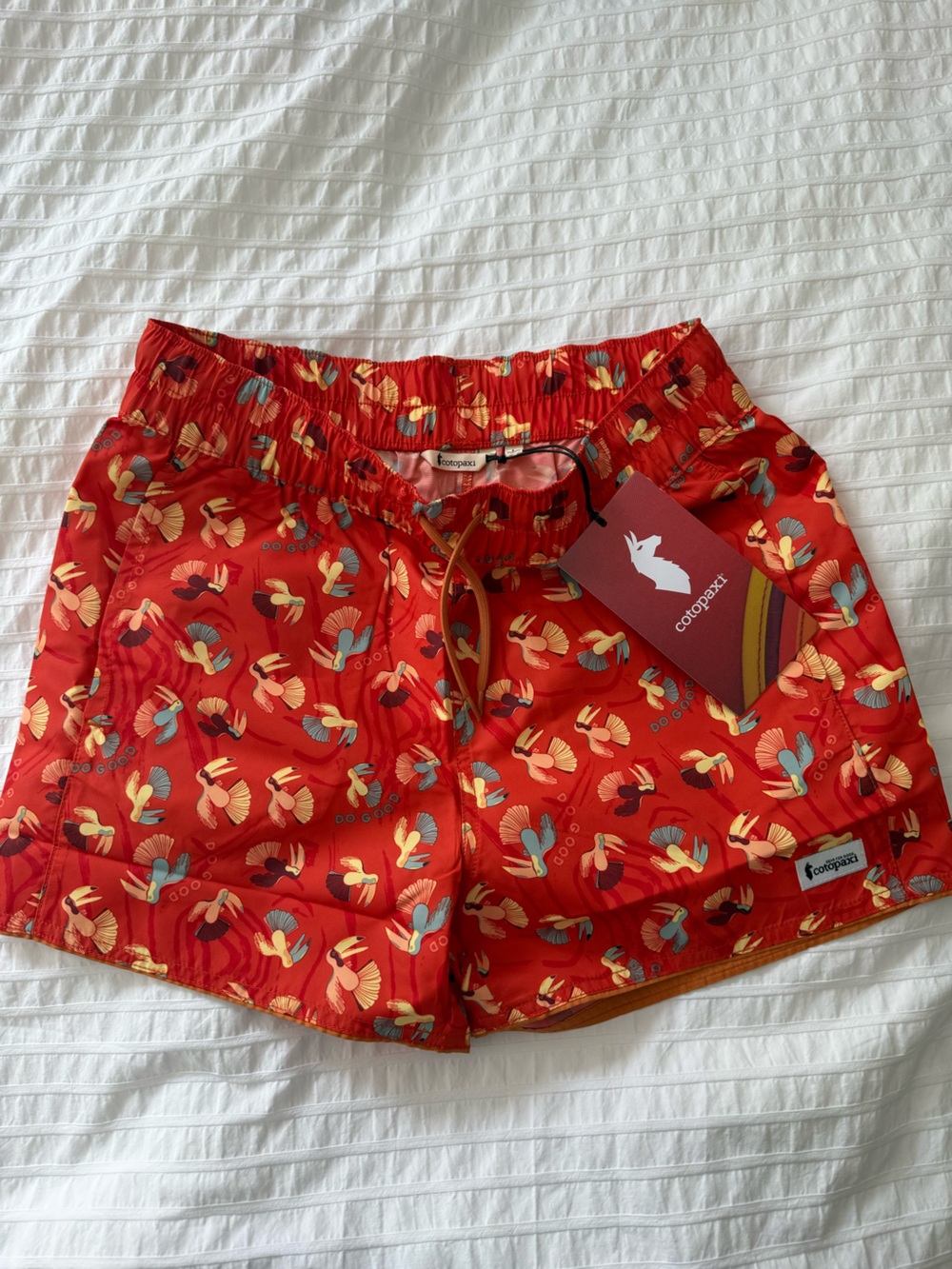 Kids Cotopaxi Red Tropical Bird Swim Shorts
